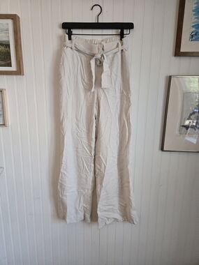 Breezy Comfy High-Waist Wide-Leg Trouser Pants Off White